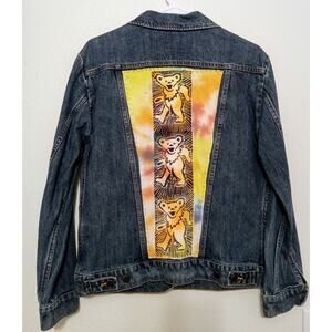 Grateful Dead Dancing Bears One of A Kind Upcycled Denim Jacket Hand Sewn SZ S
